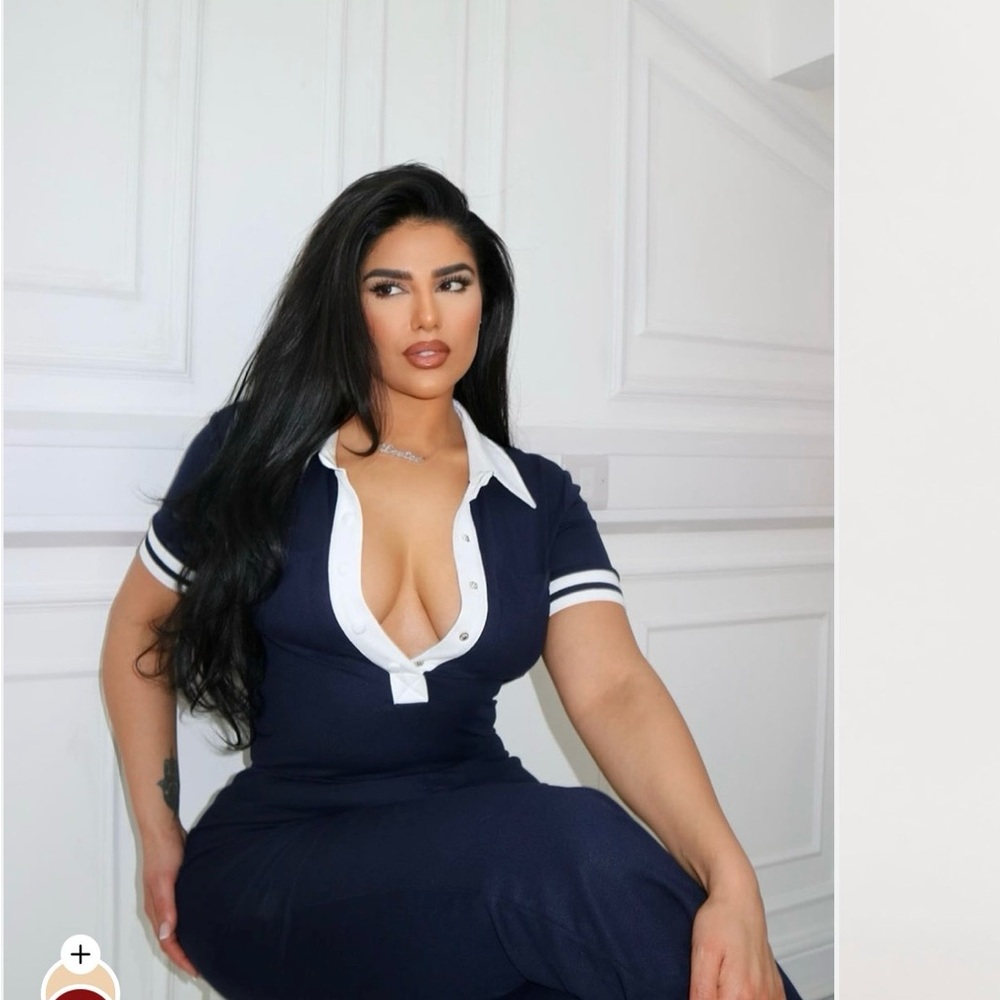 Fashion Nova Navy and White Jumpsuit